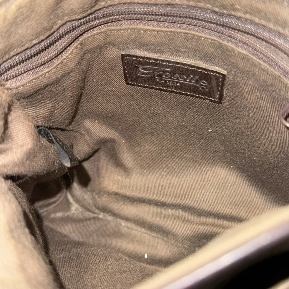 Fossil crossbody bag purse brown 100% Genuine leather.